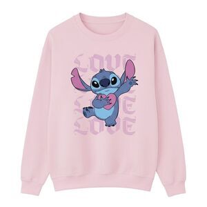Lilo & Stitch Womens/Ladies Valentine Love Stitch Sweatshirt / Baby Pink